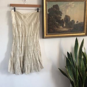 Vintage Boho Linen Midi Skirt